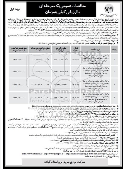 مناقصه واگذاری کلیه عملیات برقرسانی مربوط به تبدیل سیم مسی به کابل خودنگهدار در حوزه امور توزیع برق یک ...