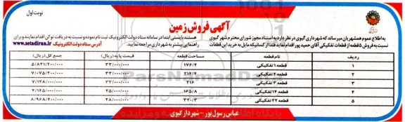 آگهی فروش 5  قطعه از قطعات تفکیکی