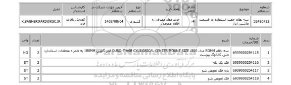 استعلام سه نظام جهت استفاده در قسمت ماشین ابزار