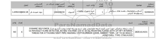 استعلام آشکارسازهاوانتقال دهنده های سیگنال وسوئچ ها کنترلی