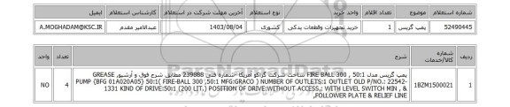 استعلام پمپ گریس