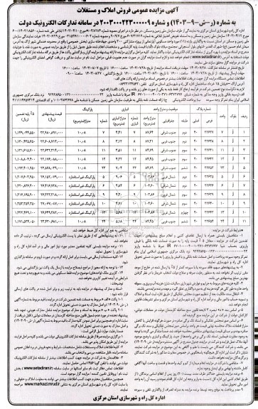 مزایده واگذاری 11 مورد واحد مسکونی آپارتمانی 