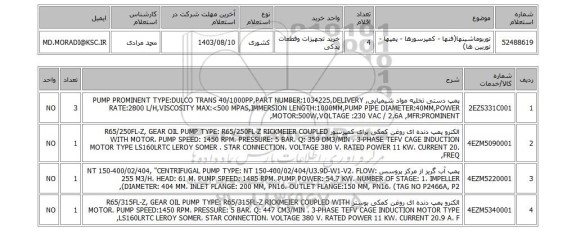 استعلام توربوماشینها(فنها - کمپرسورها - پمپها - توربین ها)