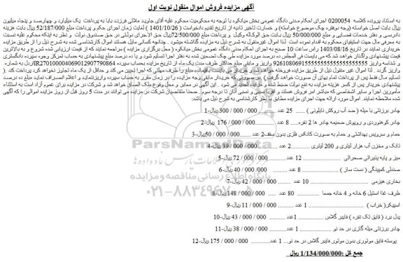 مزایده فروش چادر برزنتی با میله ( ضد آب روکش نایلونی ) و...