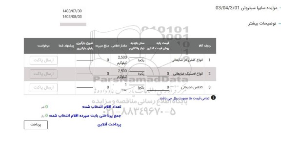 مزایده انواع کفش کار ضایعاتی و ... 