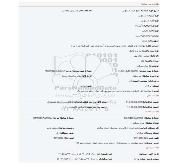 مزایده، منزل مسکونی