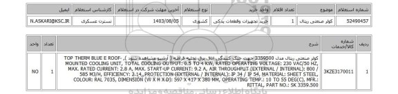 استعلام کولر صنعتی ریتال