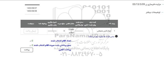 مزایده انواع کارتن ضایعاتی