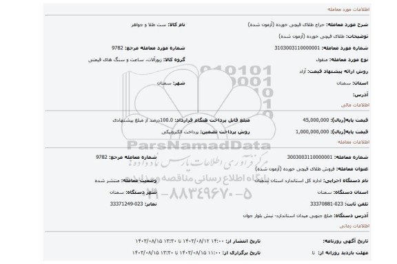 مزایده، طلای قیچی خورده (آزمون شده)