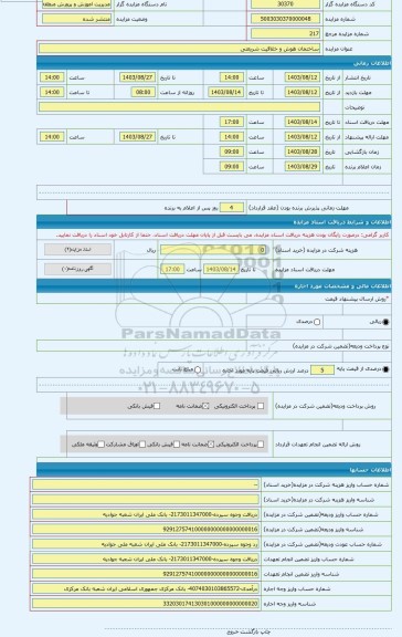 مزایده ، ساختمان هوش و خلاقیت شریعتی