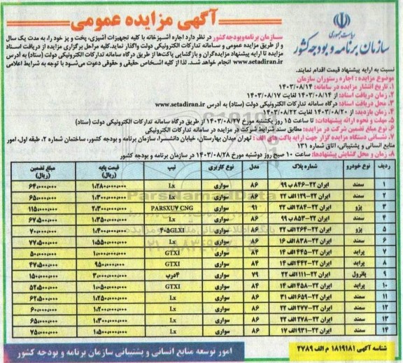 مزایده اجاره آشپزخانه با کلیه تجهیزات آشپزی ...