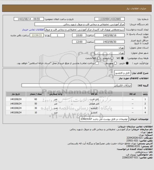 استعلام کابل و کابلشو