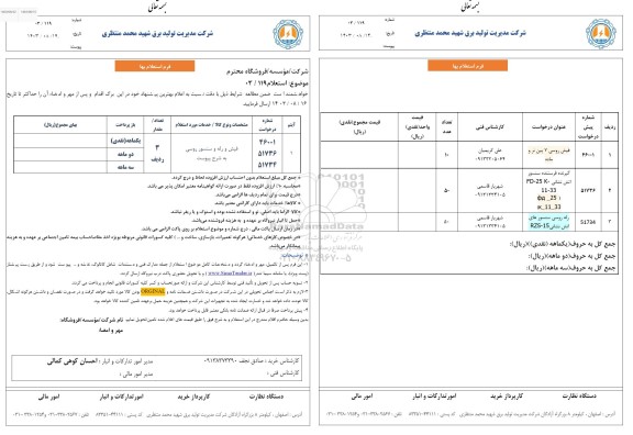 استعلام فیش و رله و سنسور روسی