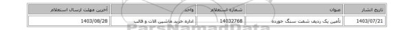 تأمین یک ردیف شفت سنگ خورده