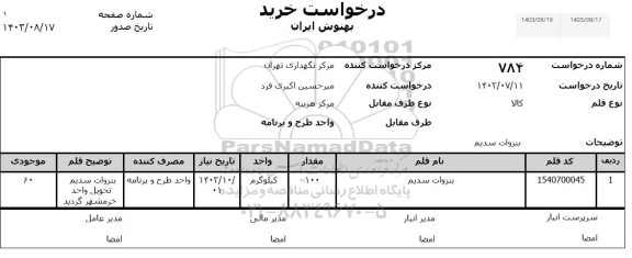 استعلام بنزوات سدیم