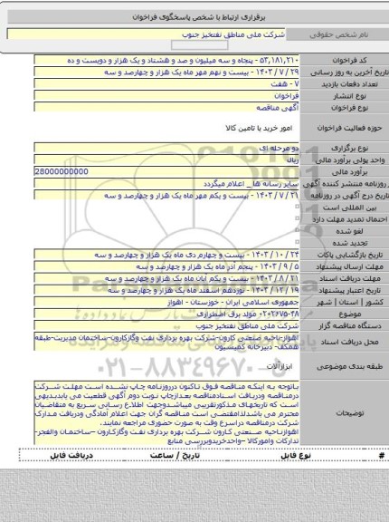 مناقصه, ۰۲۰۲۶۷۵-۴۸ مولد برق اضطراری