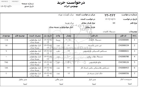 استعلام لوازم شوینده