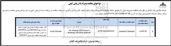 فراخوان ارزیابی کیفی SIX CJANNELS SPM LEONOVRA..