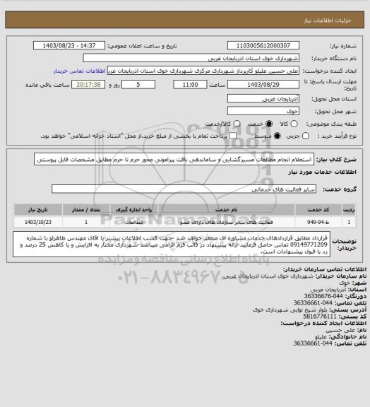 استعلام استعلام انجام مطالعات مسیرگشایی و ساماندهی بافت پیرامونی محور حرم تا حرم مطابق مشخصات فایل پیوستی