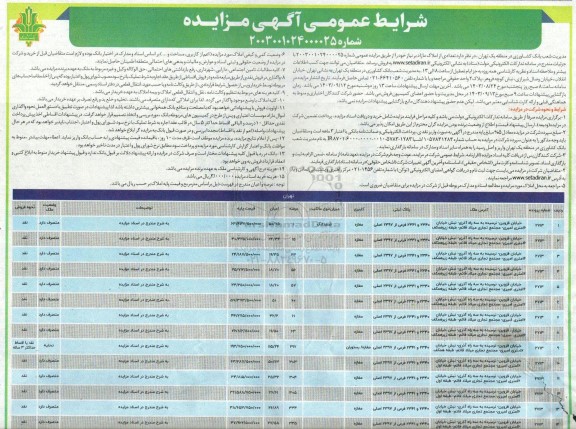 مزایده عمومی فروش تعدادی از املاک مازاد 