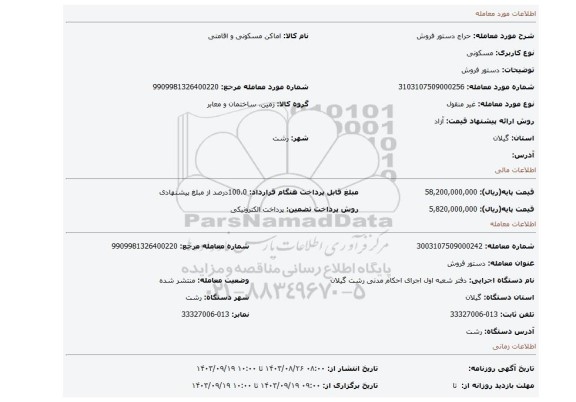 مزایده، دستور فروش