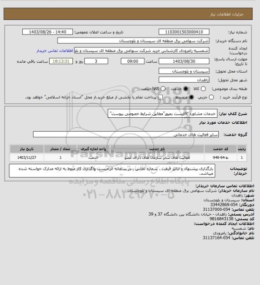 استعلام خدمات مشاوره plcپست بمپور"مطابق شرایط خصوصی پیوست"