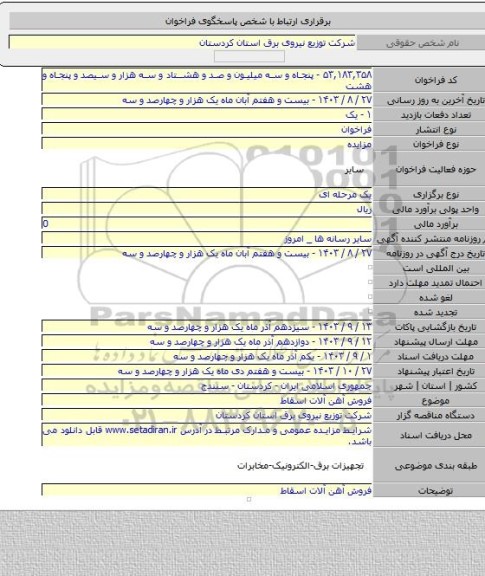 مزایده, فروش آهن آلات اسقاط