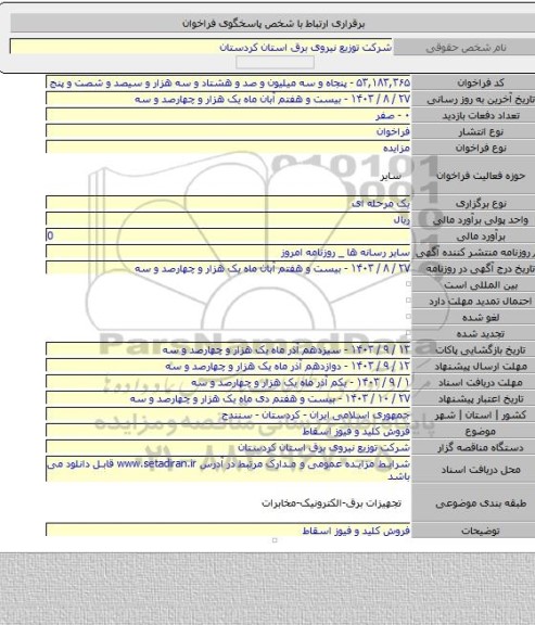 مزایده, فروش کلید و فیوز اسقاط