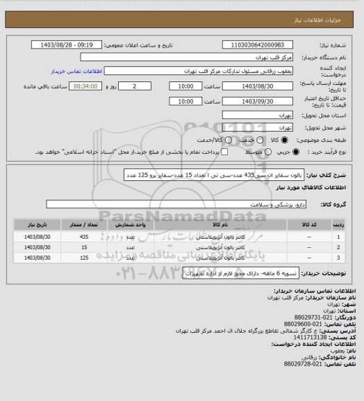 استعلام بالون سفایر ان سی435 عدد-سی تی ا تعداد 15 عدد-سفایر پرو 125 عدد