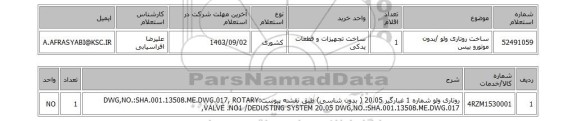 استعلام ساخت روتاری ولو /بدون موتورو بیس