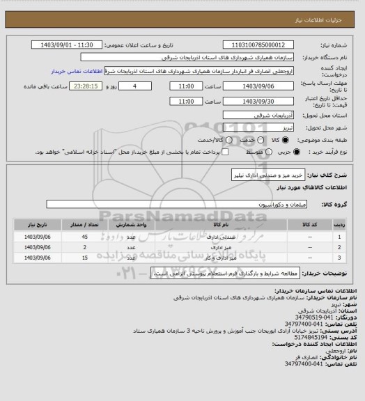 استعلام خرید میز و صندلی اداری نیلپر