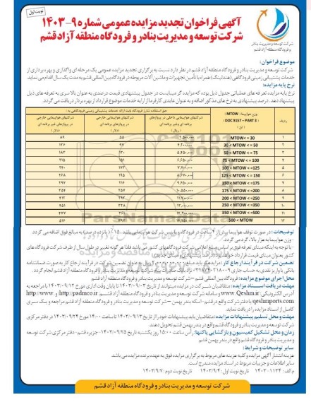 فراخوان مزایده  واگذاری و بهره برداری از خدمات پشتیبانی زمینی فرودگاهی (هندلینگ) همراه با تامین تجهیزات و ماشین آلات مربوطه-تجدید 