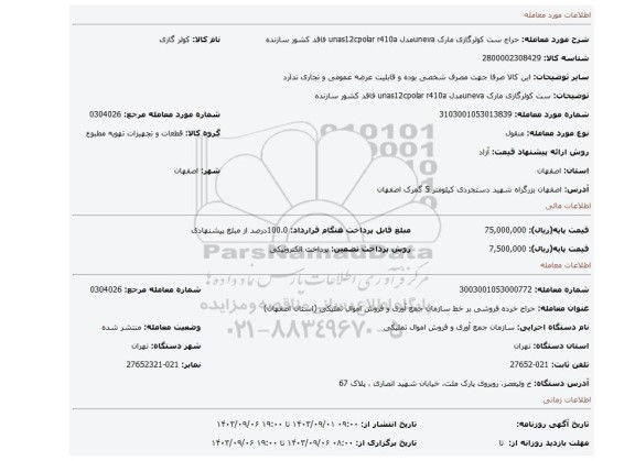 ست کولرگازی مارک unevaمدل unas12cpolar  r410a فاقد کشور سازنده