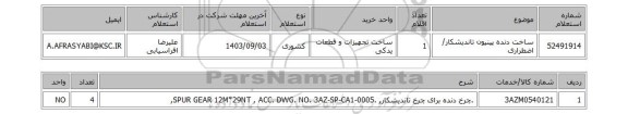 استعلام ساخت دنده پینیون تاندیشکار/ اضطراری