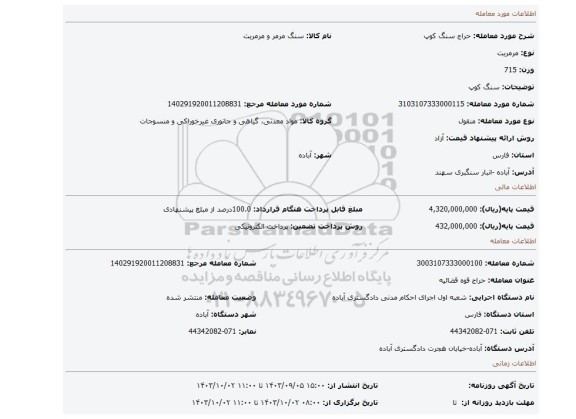 مزایده، سنگ کوپ