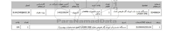 استعلام دستگاه نشت یاب لیزری گاز طبیعی مدل LASER ONE