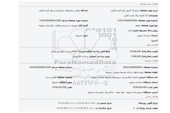 مزایده، 13 کارتون براق کننده کفش