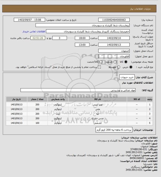 استعلام خرید حبوبات