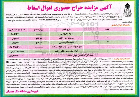 مزایده لوازم الکترونیکی  ....