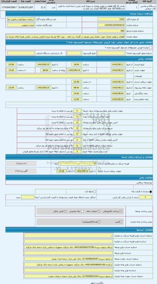 مزایده ، قطعات و لوازم حفاری جهت حفاری زمین موجود در گمرک بندر امام  - رویت کالا توسط خریدار الزامی میباشد. تمامی هزینه های مترت