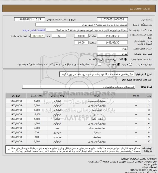 استعلام مرکز رفاهی خانه معلم پ3- توضیحات در جهت رویت اجناس رویت گردد.