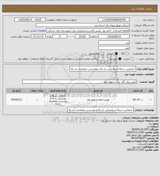 استعلام جابجایی شبکه و روشنایی ده بالا و پوششی متقاضیان ده بالا