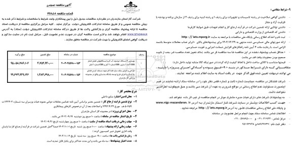 مناقصه بهسازی 4 دستگاه حوضچه آبگرم ایستگاه های تقلیل فشار ...