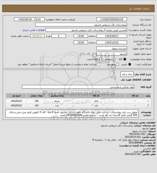 استعلام چای و قند