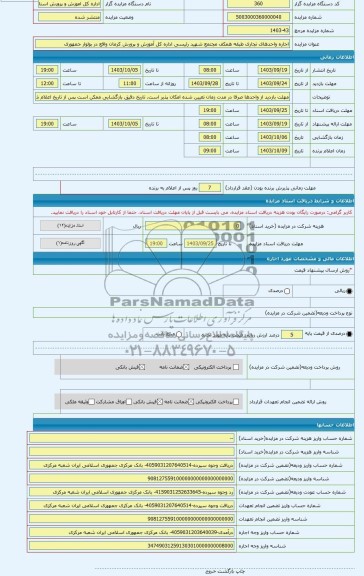 مزایده ، اجاره واحدهای تجاری طبقه همکف مجتمع شهید رئیسی اداره کل آموزش و پرورش کرمان واقع در بولوار جمهوری