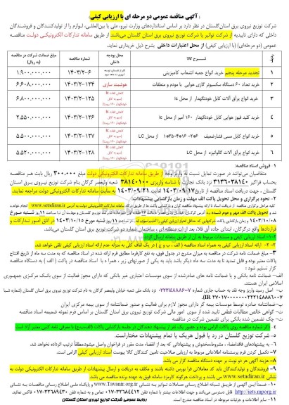 مناقصه خرید انواع جعبه انشعاب کامپزیتی ...