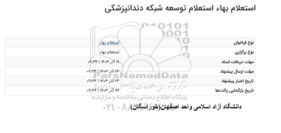 استعلام توسعه شبکه دندانپزشکی