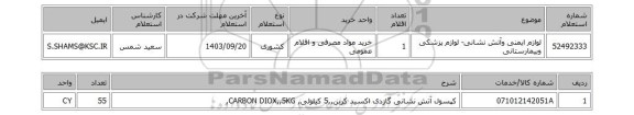 استعلام لوازم ایمنی وآتش نشانی- لوازم پزشکی وبیمارستانی