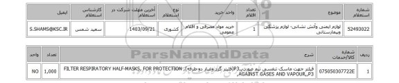 استعلام لوازم ایمنی وآتش نشانی- لوازم پزشکی وبیمارستانی