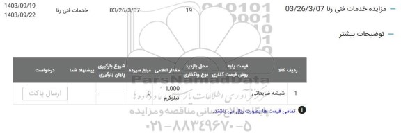 مزایده شیشه ضایعاتی